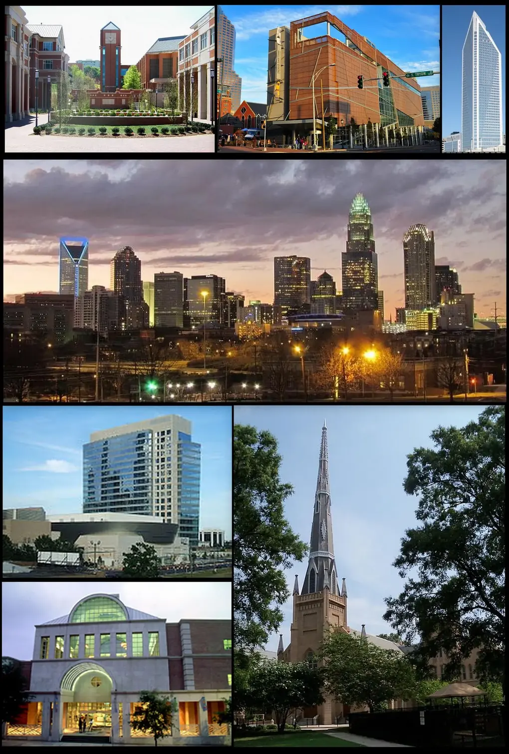 Charlotte collage: the head-office city of Bank of America