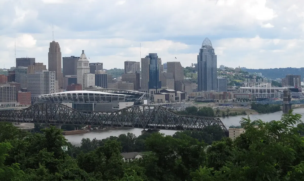 Cincinnati Skyline from Devou Park: the head-office city of First Financial Bank