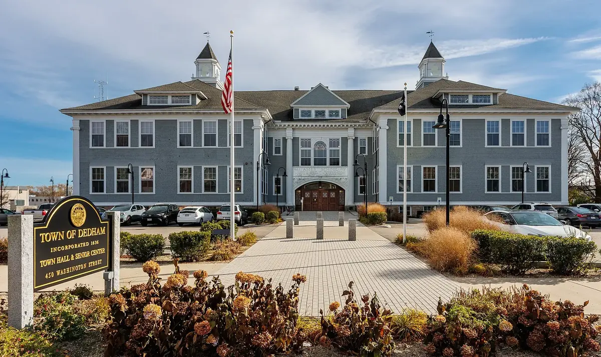 Town Hall and Senior Center, Dedham, Massachusetts: the head-office city of Dedham Institution for Savings