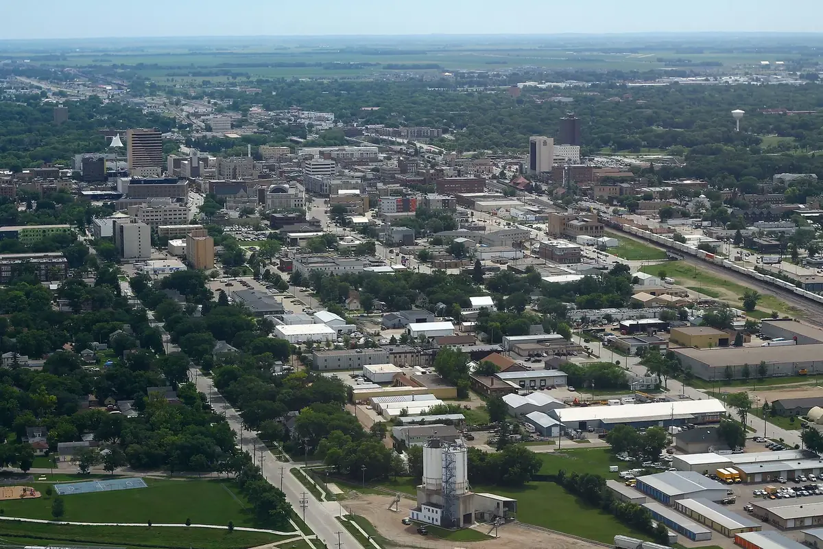 Downtown Fargo Aerial - Facing Southeast: the head-office city of Choice Financial Group