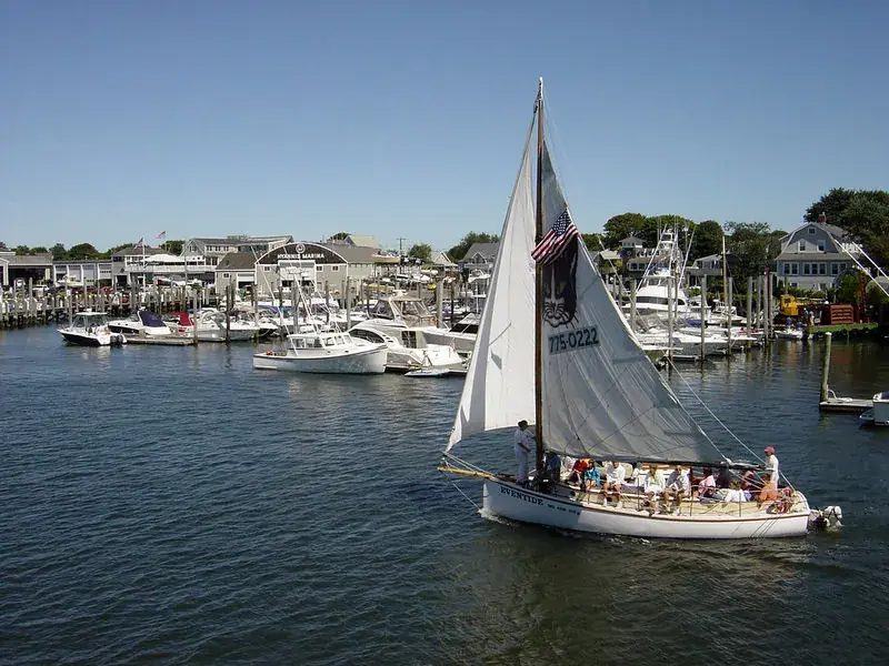 Sailboat in Hyannis Harbor: the head-office city of The Cape Cod Five Cents Savings Bank