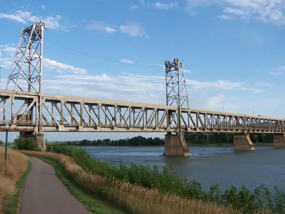 Meridian Bridge, Yankton, SD: the head-office city of First Dakota National Bank
